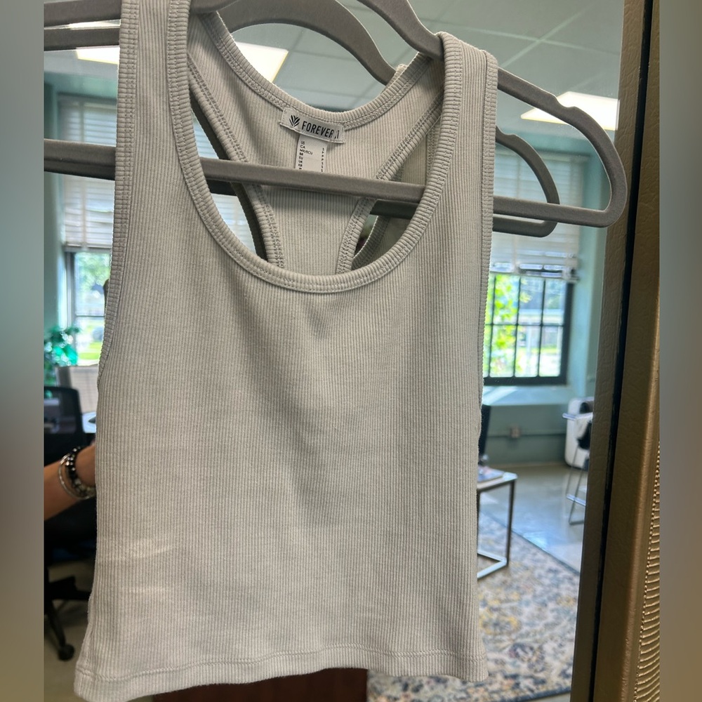 Forever 21 Light Gray Ribbed Tank Top